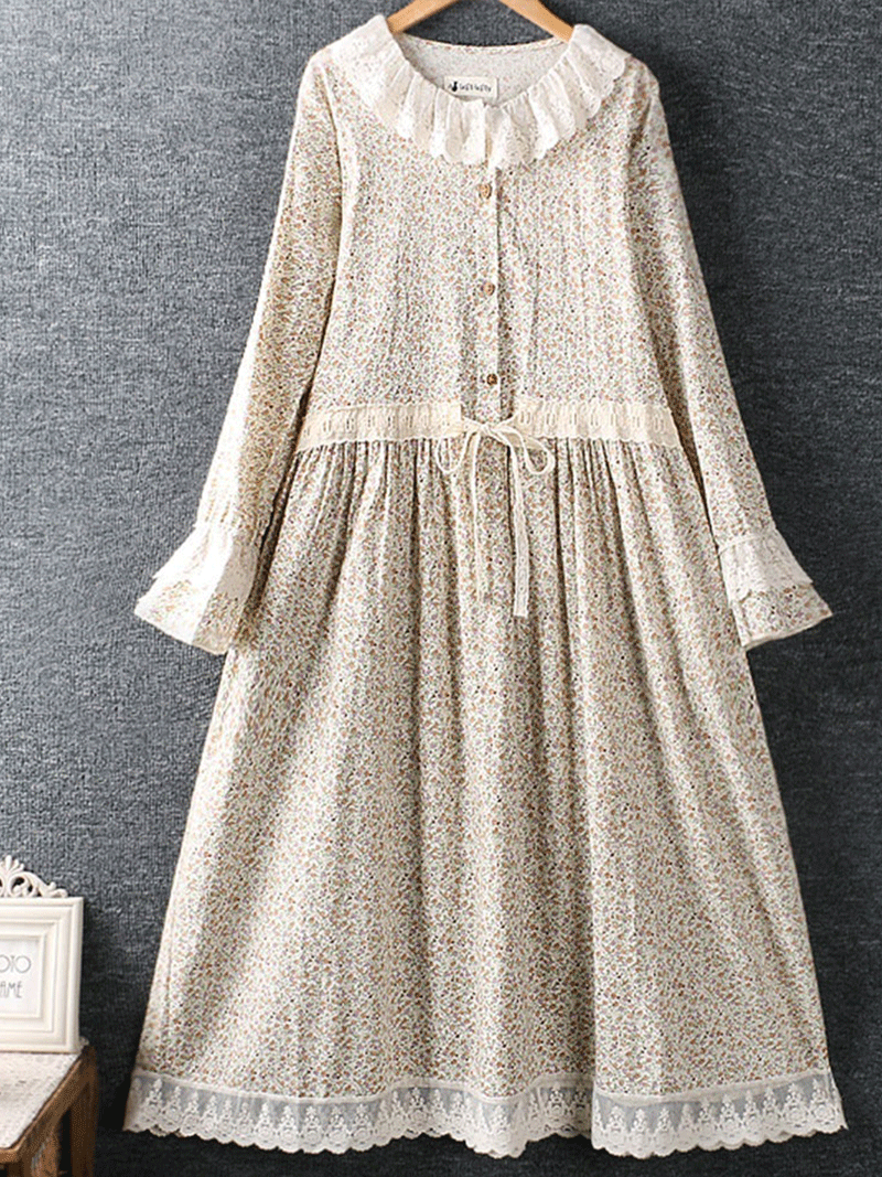 Your Love Is Deep Lace Round Neck Smock Dress