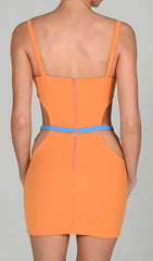 HEART EMBELLISHED CUTOUT MINI DRESS IN ORANGE