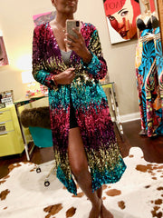 Colourful Sequin Open Front Cardigan