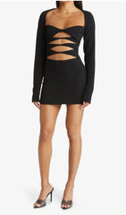 BLACK CLOSE-FITTING MINI DRESS