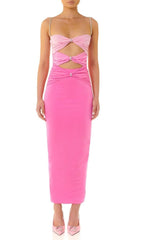 GRADIENT PINK HOLLOW OUT MAXI DRESS