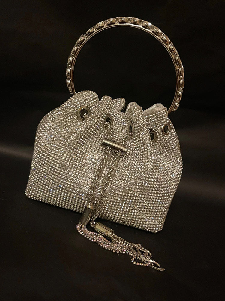 Rhinestone Decor Bucket Bag