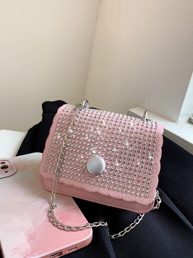 Rhinestone Square Crossbody Bag