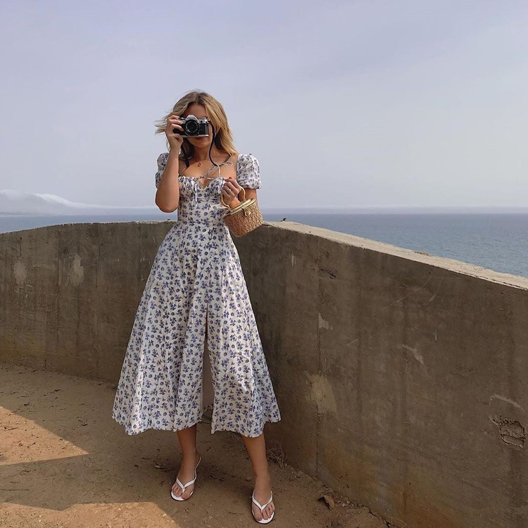 FLORAL MIDI DRESS IN BLUE