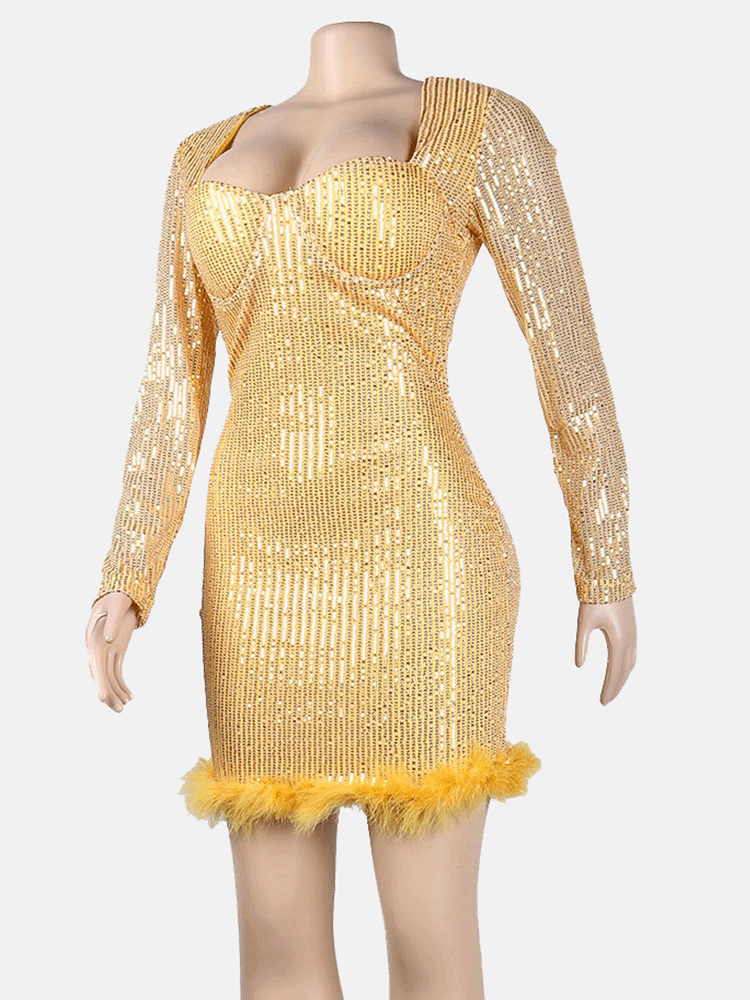 Sequin Patchwork Mini Dress