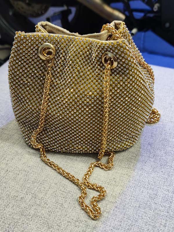 Rhinestone Chain Bucket Bag