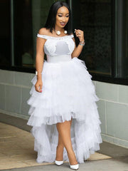 High Low Hem Tulle Skirt