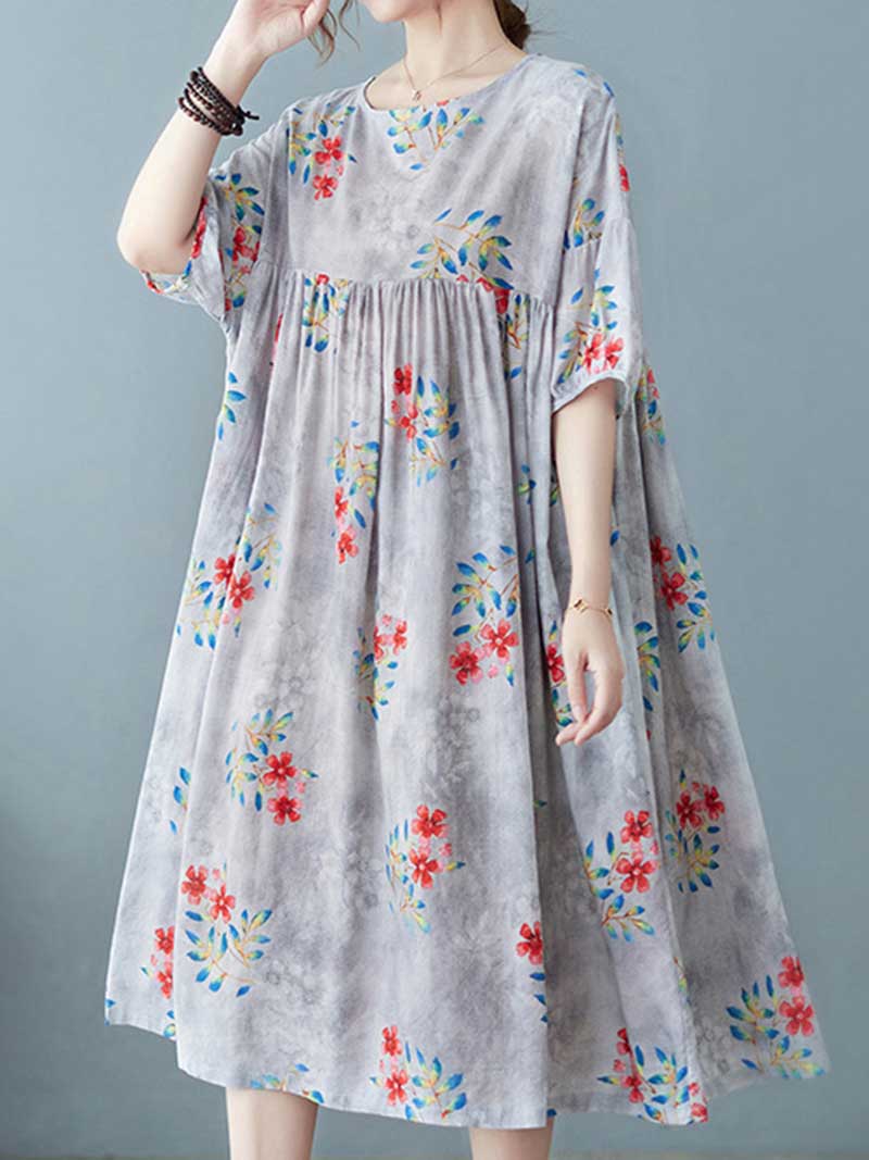 World Around Me Printed Floral Smock Dress