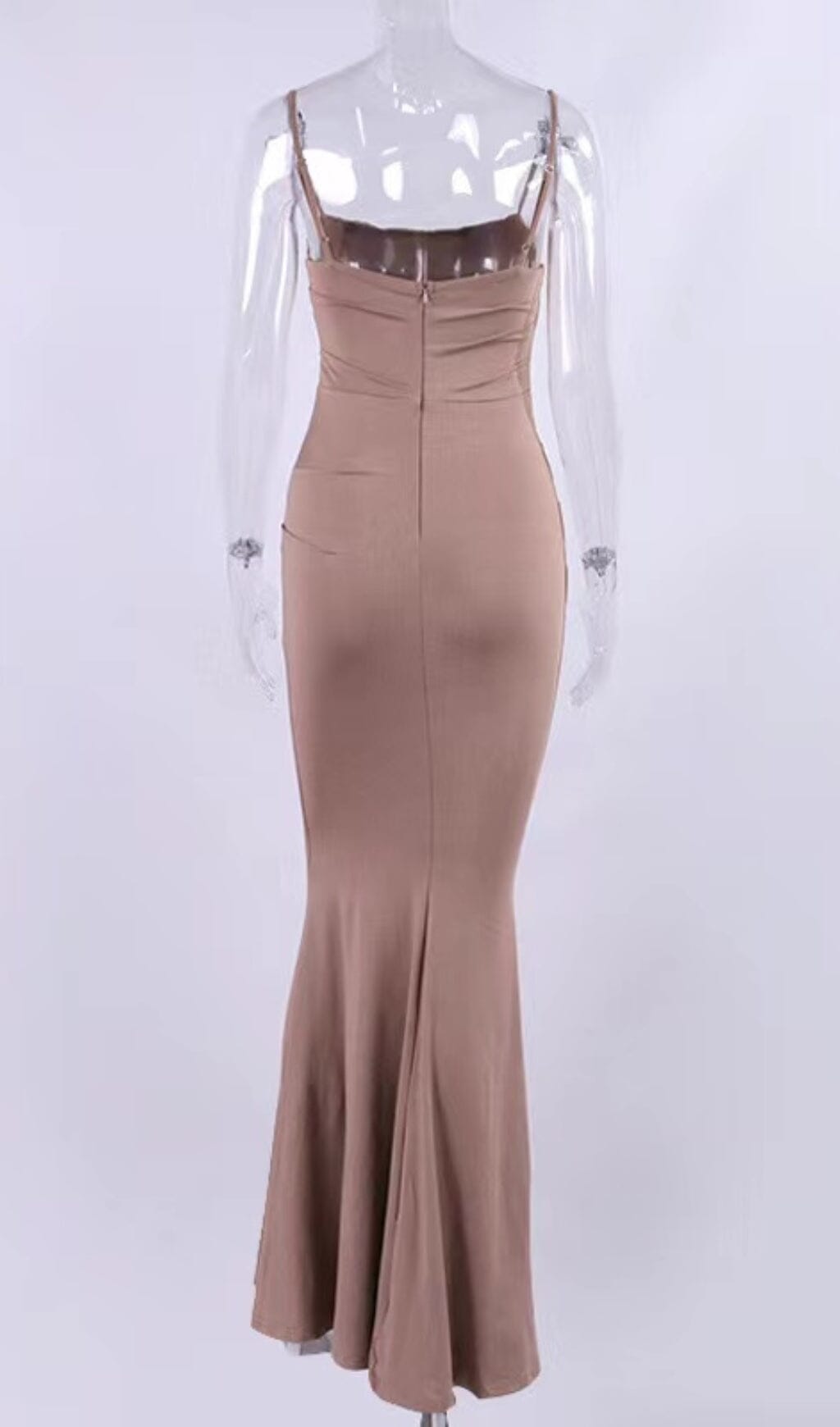 JERSEY CORSET MAXI DRESS IN ALMOND