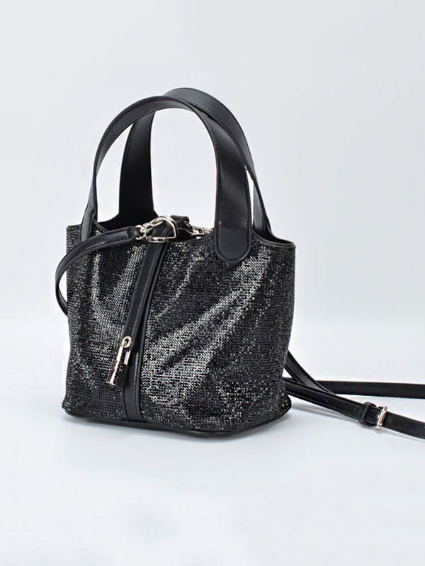 Rhinestone Plaid Tote Bag