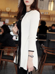 Asymmetric Hem Contrast Trim Zips Blazer