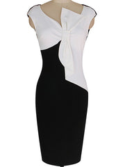 Asymmetric Neck  Color Block Bodycon Dress