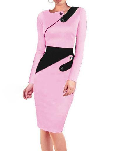 Asymmetric Neck  Colouring Bodycon Dress