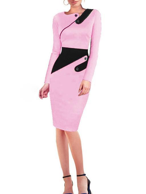 Asymmetric Neck  Colouring Bodycon Dress