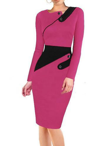 Asymmetric Neck  Colouring Bodycon Dress