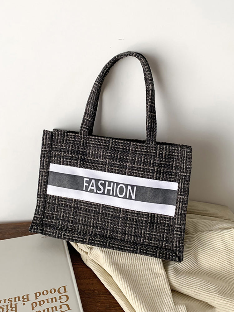 Striped Letter Graphic Shoulder Bag