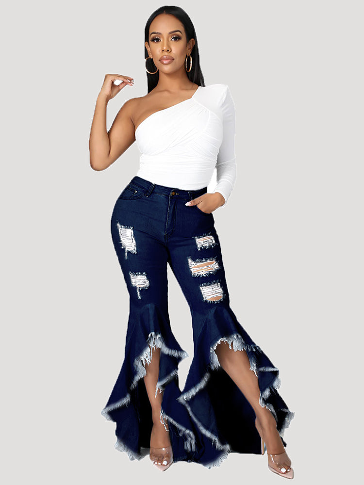 Solid High Waist Jeans