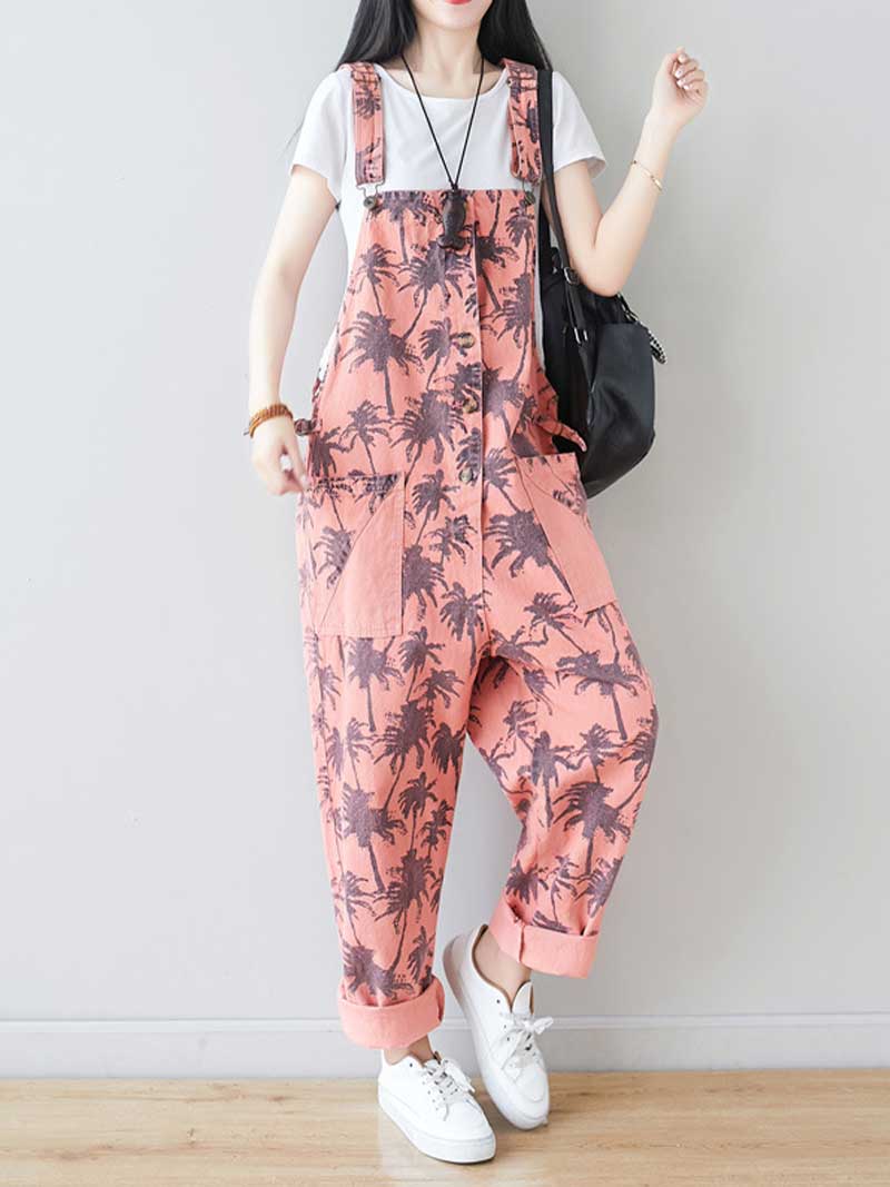 Work Hard Printed Cotton Overall Dungarees