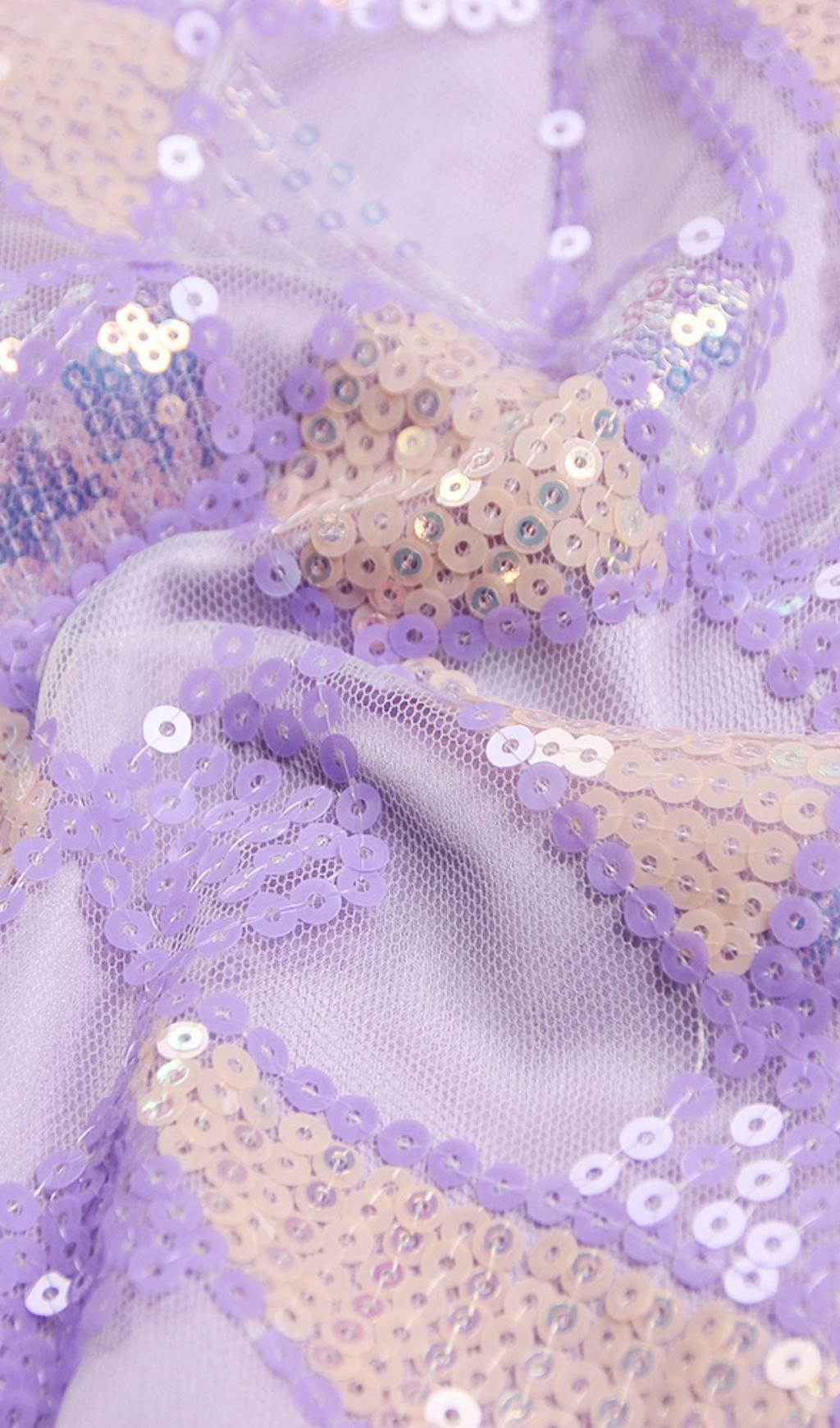 JACQUARD SEQUIN TWO PIECE SET IN PURPLE