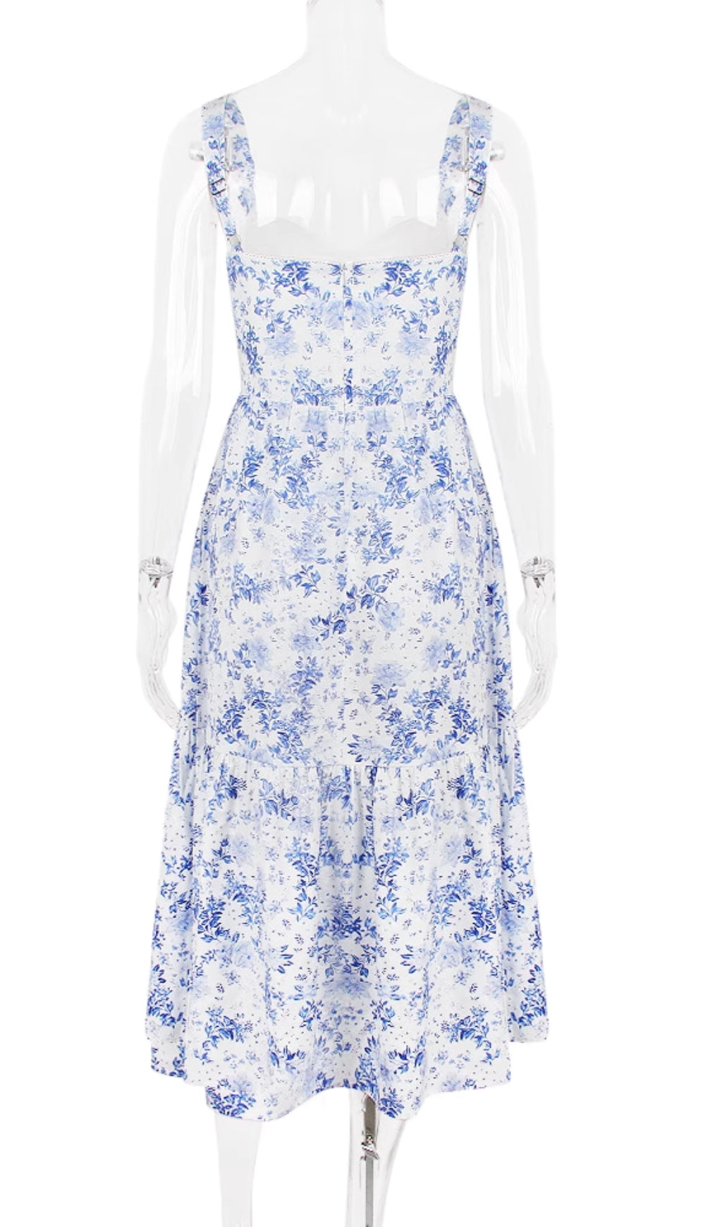 FLORAL PRINTED MIDI DRESS IN BLUE