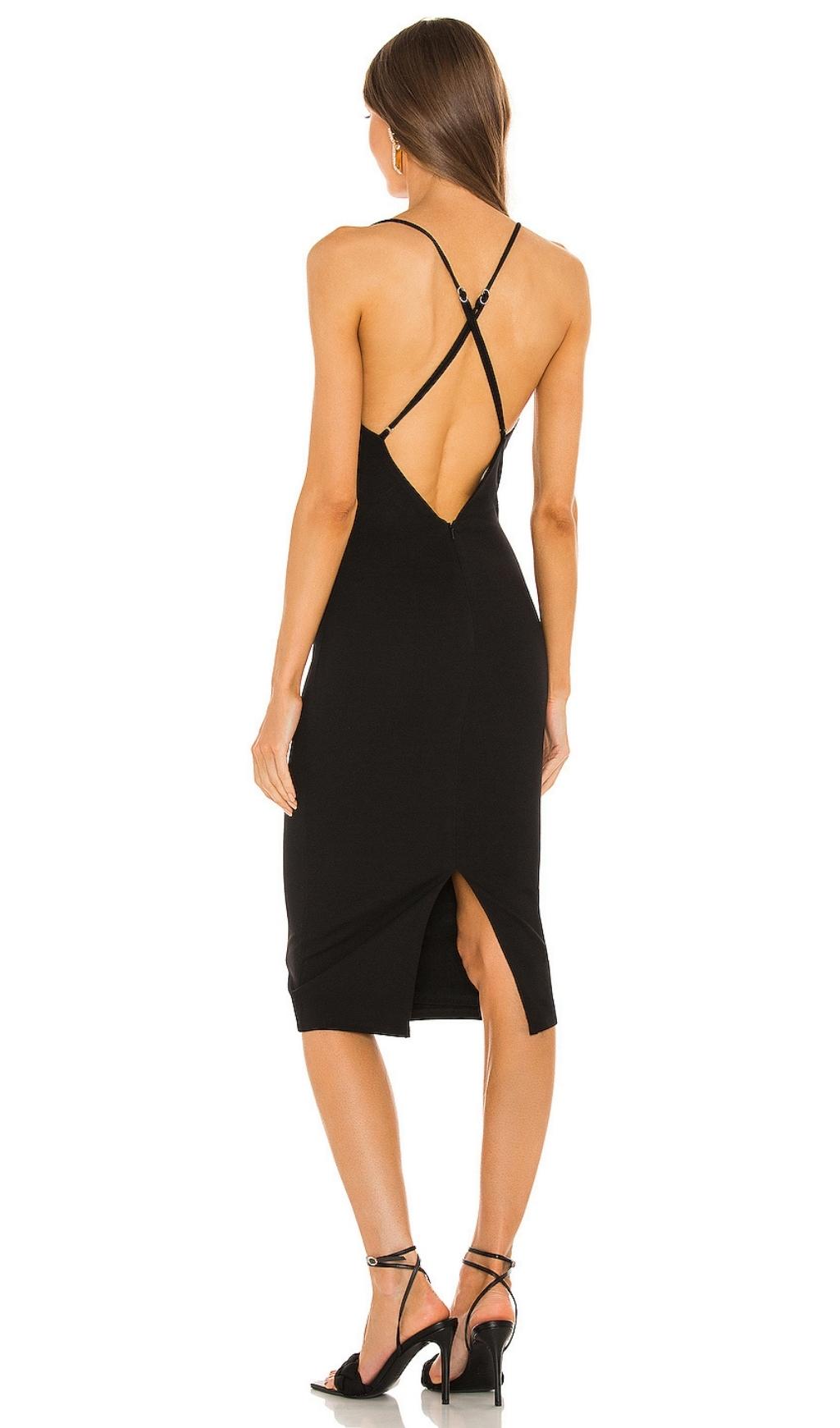 BANDAGE CUT OUT MIDI DRESS IN BLACK