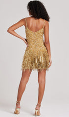 GOLD TASSEL SEQUIN MINI DRESS