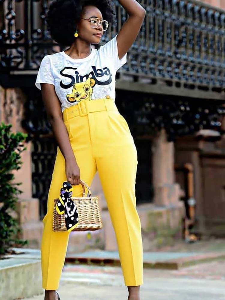 Solid Color Belted Pencil  Pants