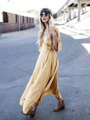 Asymmetric Deep V-neck Maxi Dress