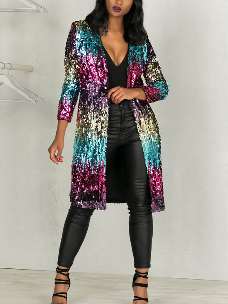 Colourful Sequin Open Front Cardigan