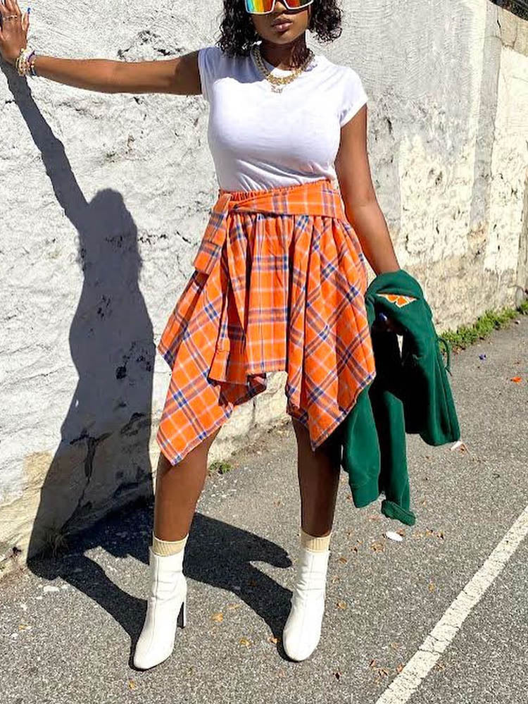 Plaid Midi Skirt