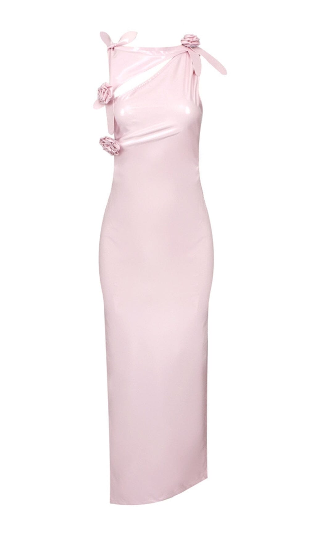 GLAM WITH EDGY SKINTIGHT LATEX GOWN IN PINK