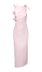 GLAM WITH EDGY SKINTIGHT LATEX GOWN IN PINK