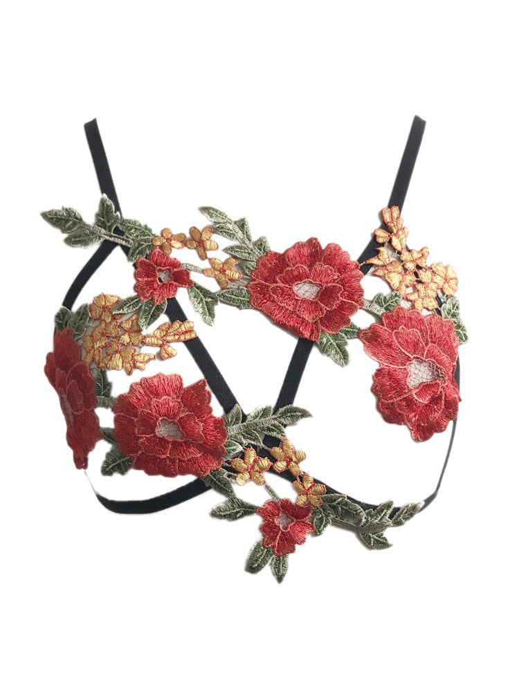 Rose Applique Caged Bralette Intimates Lingerie