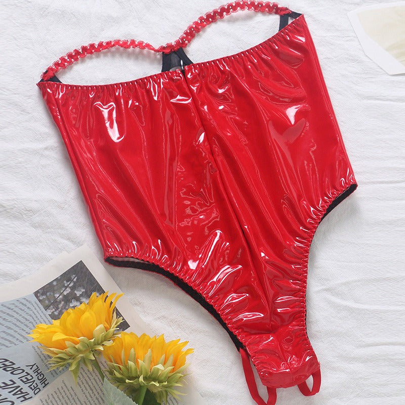 High Grade PU Imitation Leather Lingerie Black n Red