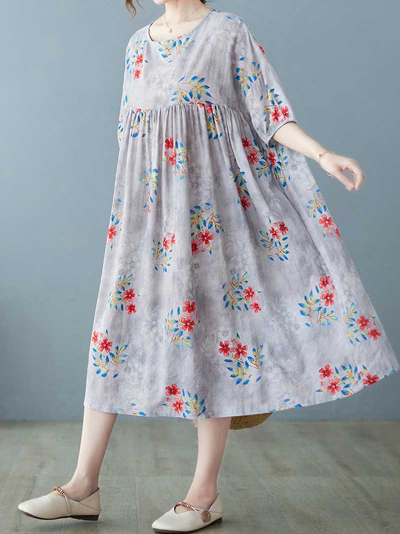 World Around Me Printed Floral Smock Dress