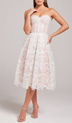 LACE BANDEAU MIDI DRESS IN WHITE