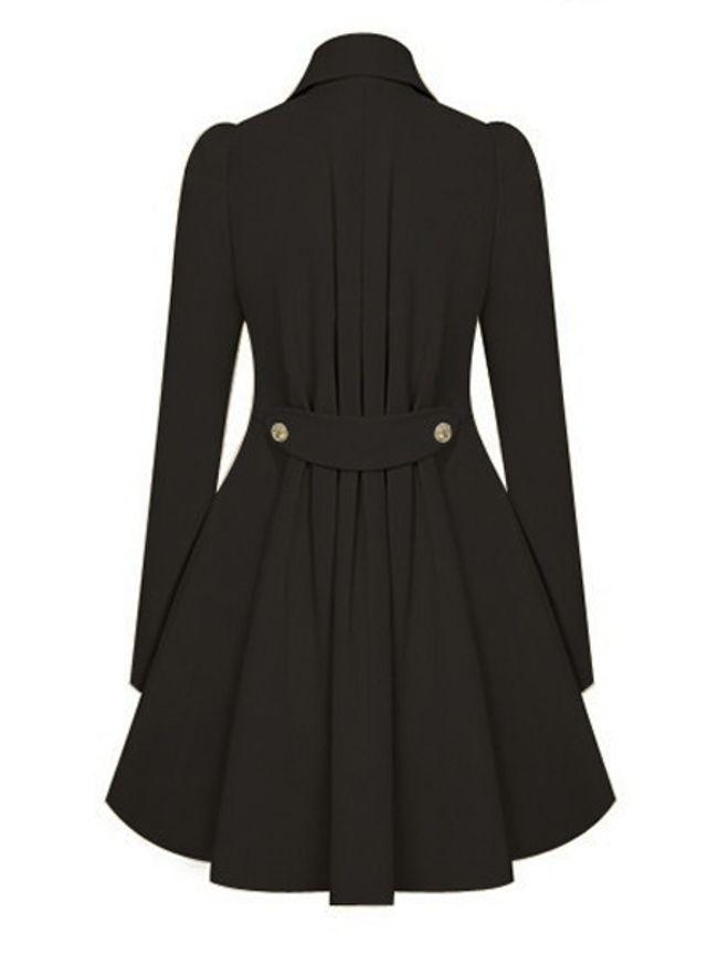 Appealing Pleated Lapel Breasted  Trench-Coat