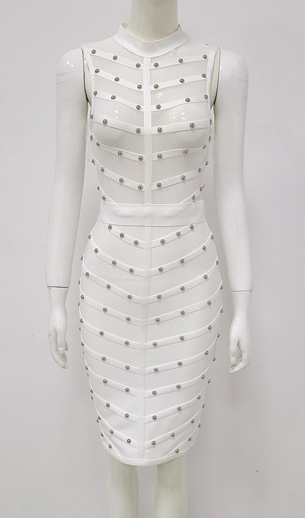 BANDAGE BODYCON MESH MINI DRESS