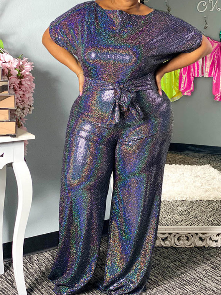 Wide Leg Sequin Jumpsuit