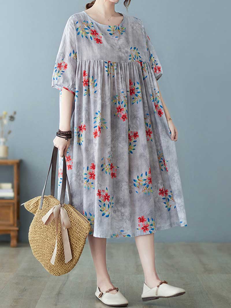 World Around Me Printed Floral Smock Dress