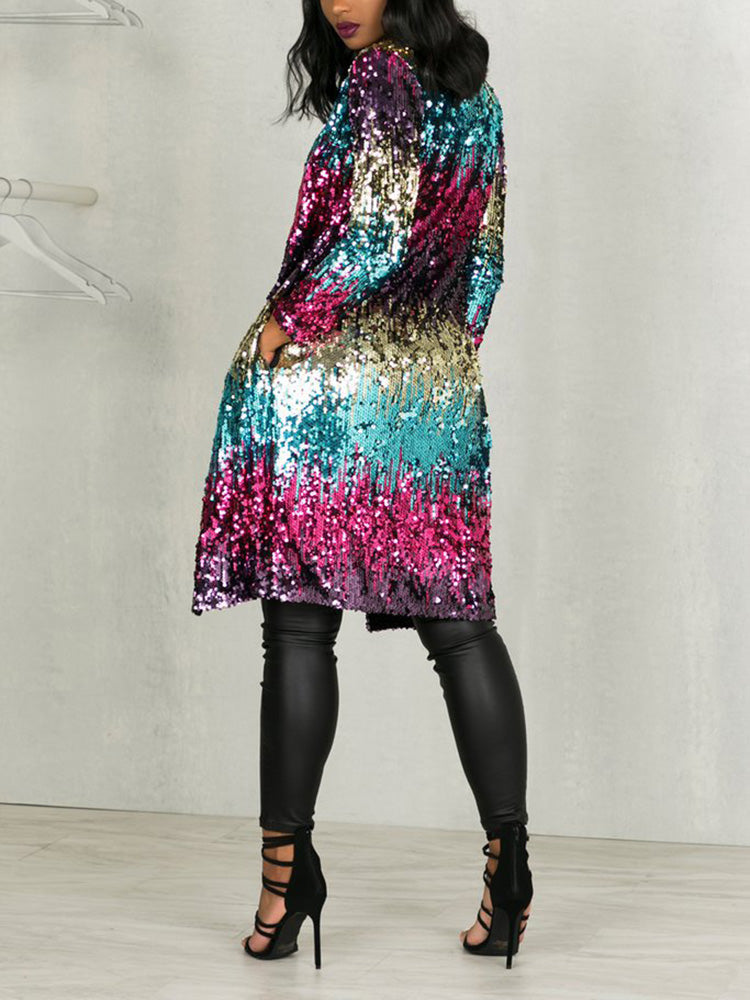 Colourful Sequin Open Front Cardigan