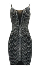 BANDAGE SEQUIN MINI DRESS IN BLACK