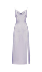 BANDAGE STRAP MIDI DRESS IN PURPLE