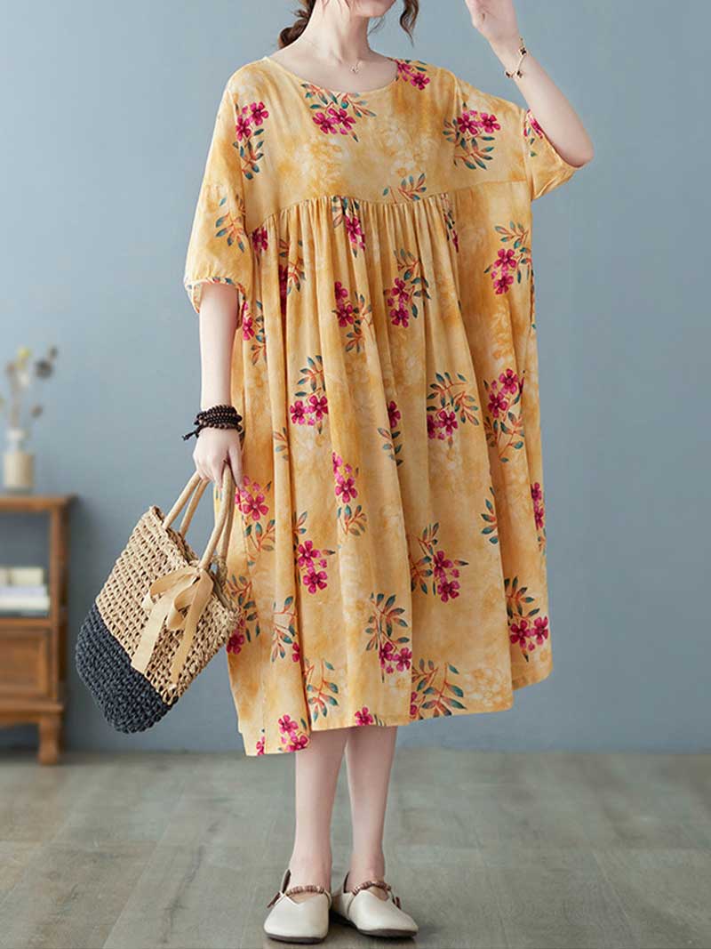 World Around Me Printed Floral Smock Dress