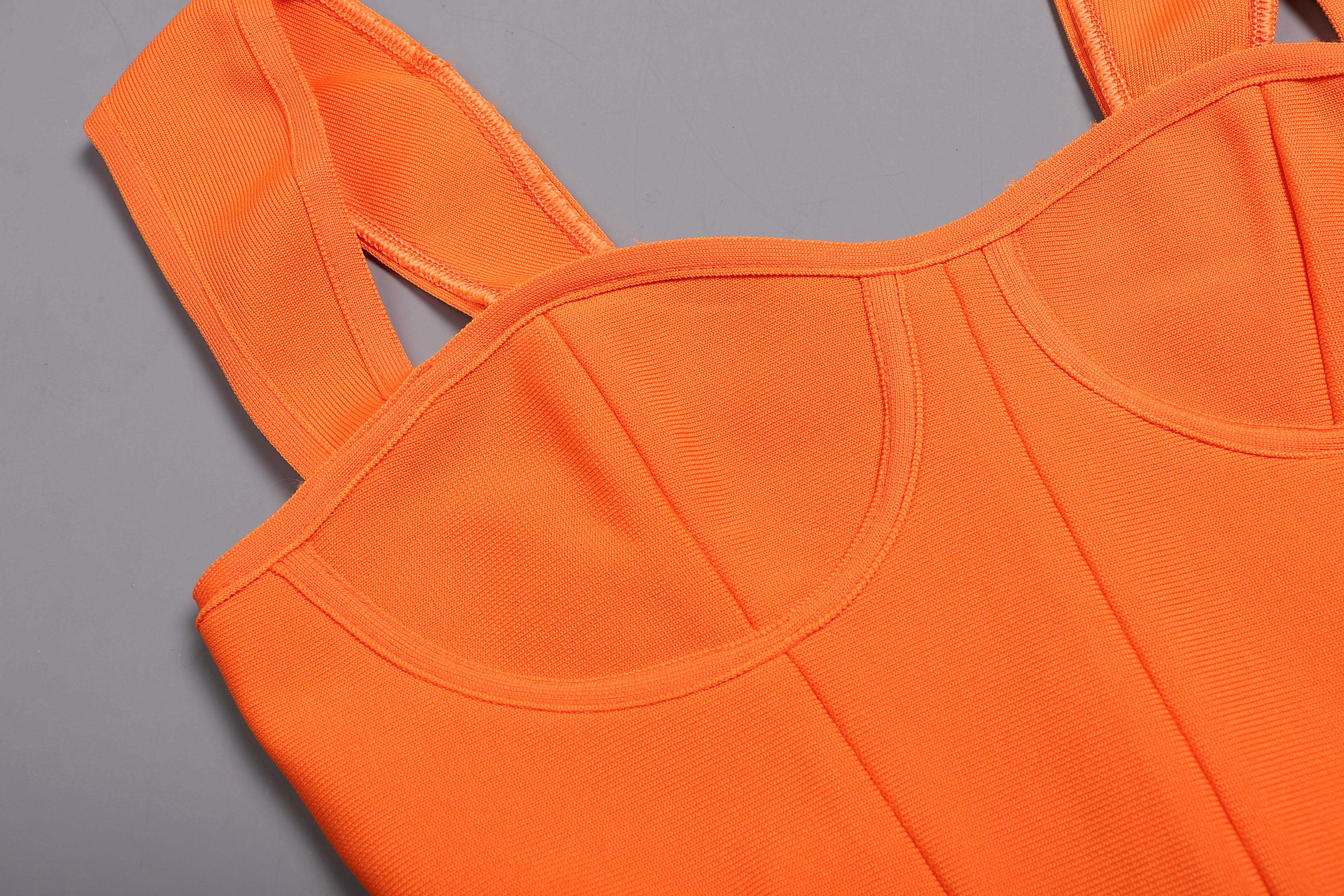 BANDAGE CUT OUT TWO PIECE SET IN ORANGE