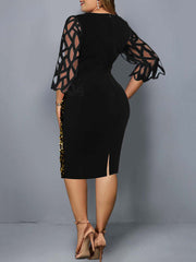 Sequin Embellish Quarter Sleeve Dress