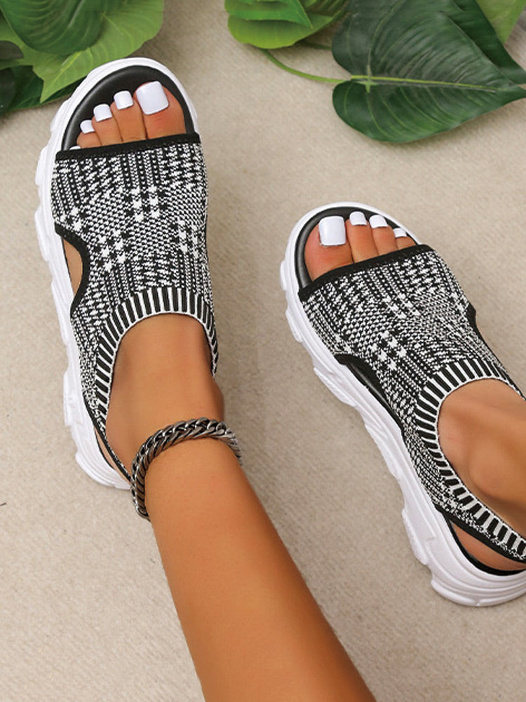 Knit Cutout Platform Sandals