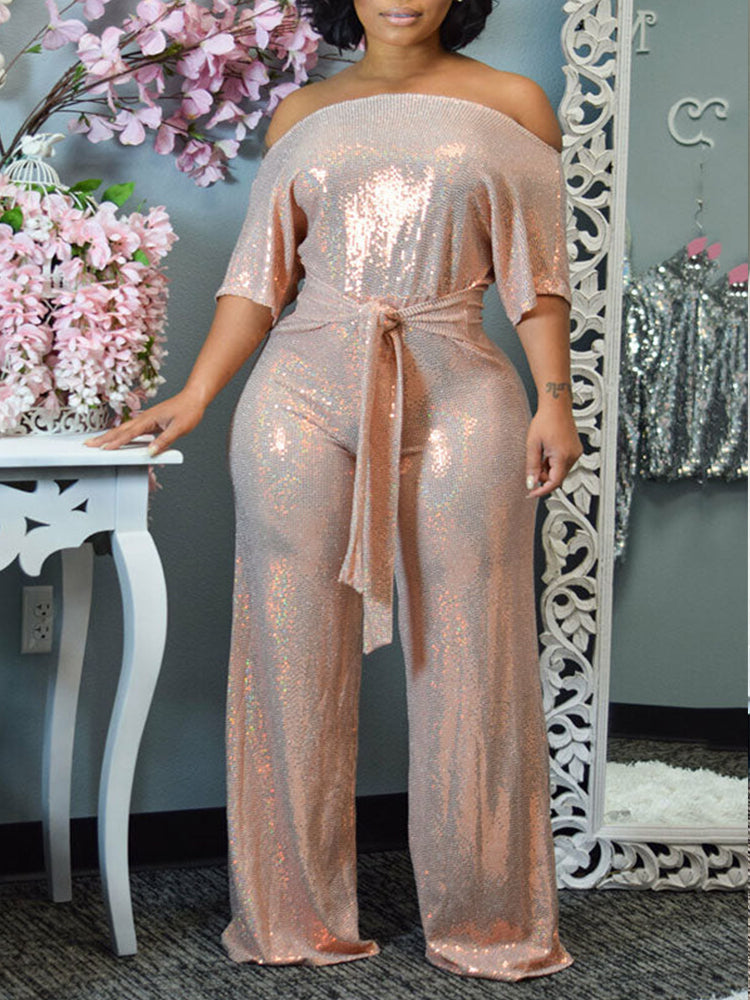 Wide Leg Sequin Jumpsuit