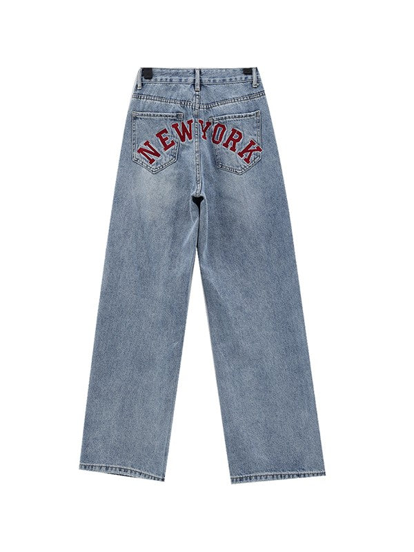 Back Embroidered Baggy Boyfriend Jeans