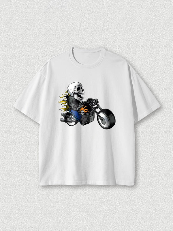 Rock Skull Motorcycle Oversized Tees